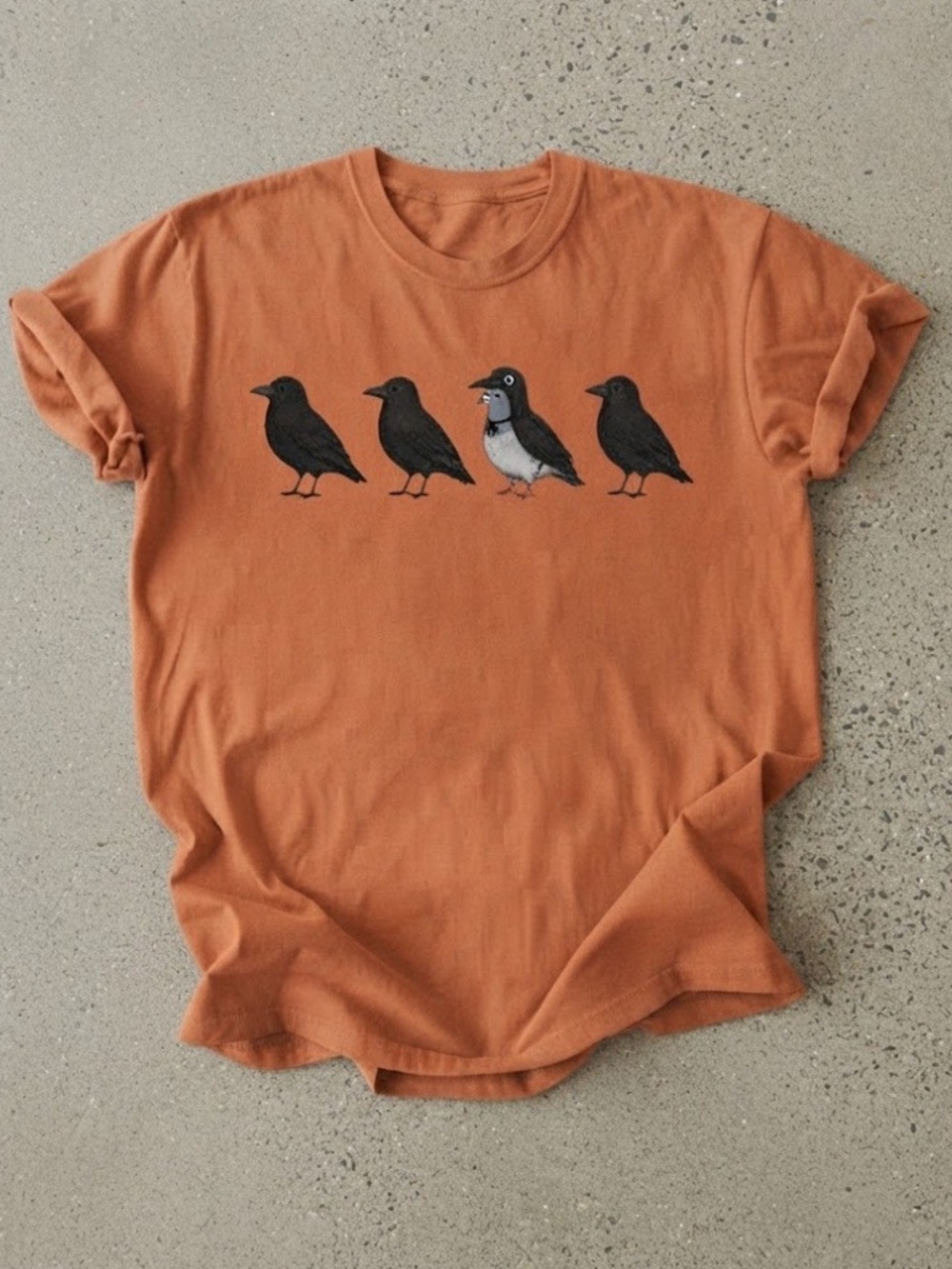 Funny Birds Crow Pigeon Animal Graphic Orange Gildan T-Shirt